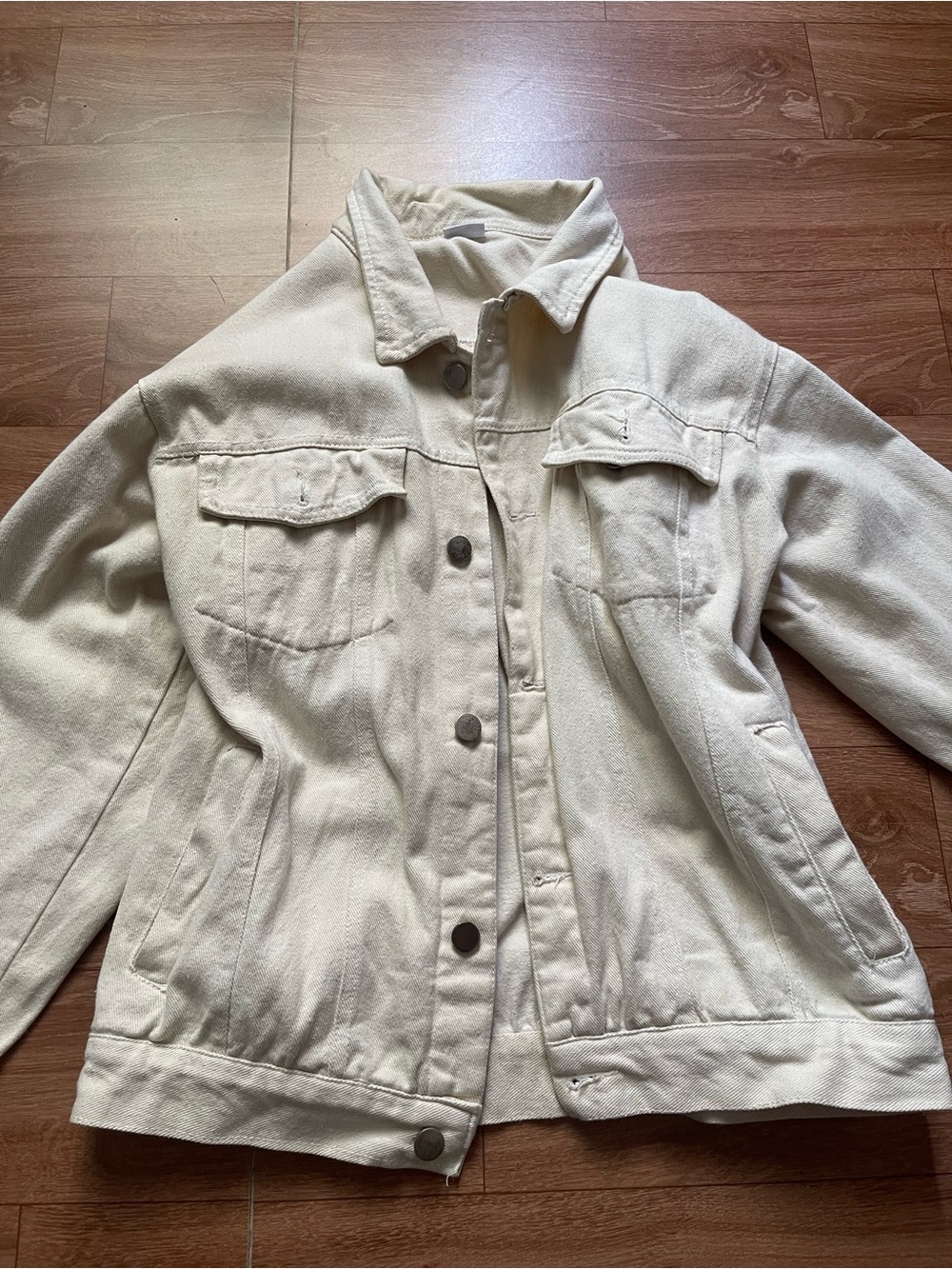 Casual Women's Cream Denim Jacket
